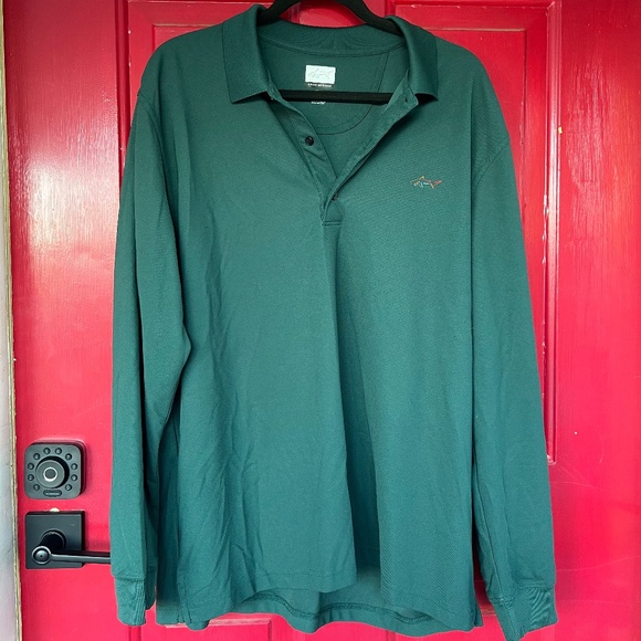 Greg Norman Large Green Polo Golf Shirt Long Sleeve XL - Picture 1 of 7